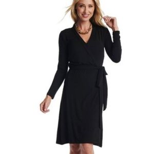 Ruby Ribbon Black Modal Long Sleeve Wrap Dress